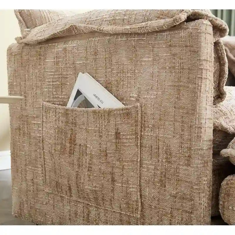 Canapé 76,77 en chenille avec 2 poufs