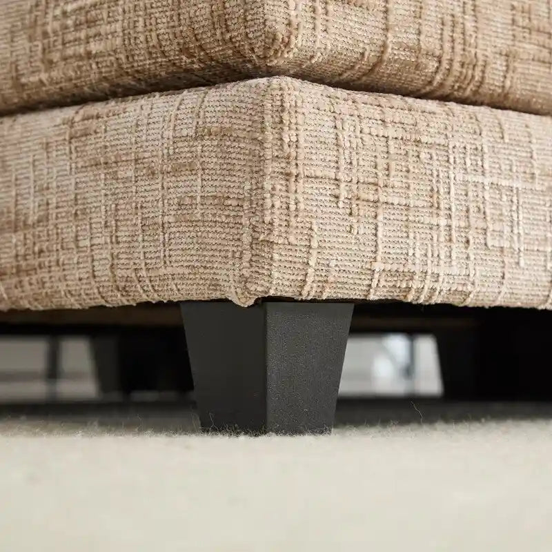 Canapé 76,77 en chenille avec 2 poufs