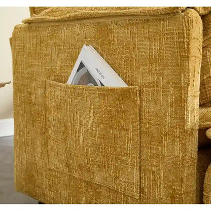 Canapé 76,77 en chenille avec 2 poufs