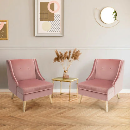 Gymax Lot de 2 fauteuils d'appoint à accoudoirs incurvés, style moderne, en velours avec revêtement en caoutchouc - Voir les détails
