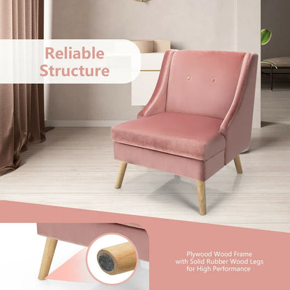Gymax Lot de 2 fauteuils d'appoint à accoudoirs incurvés, style moderne, en velours avec revêtement en caoutchouc - Voir les détails