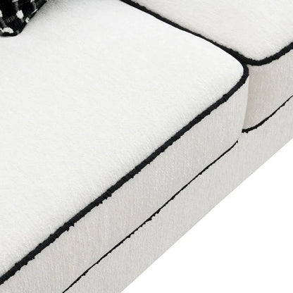 Canapé deux places moderne Anastasia en chenille blanche avec coussins décoratifs, de Furniture of America
