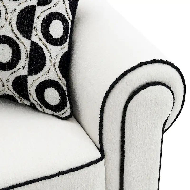 Canapé deux places moderne Anastasia en chenille blanche avec coussins décoratifs, de Furniture of America