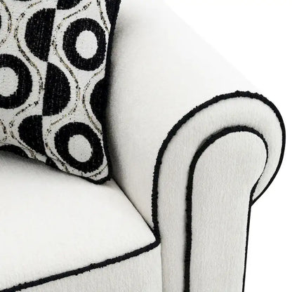 Canapé deux places moderne Anastasia en chenille blanche avec coussins décoratifs, de Furniture of America