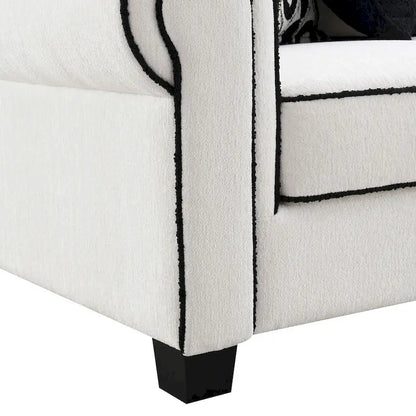 Canapé deux places moderne Anastasia en chenille blanche avec coussins décoratifs, de Furniture of America