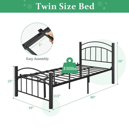 Cadre de lit en métal Costway pour lits simples, doubles et queen, avec matelas plateforme