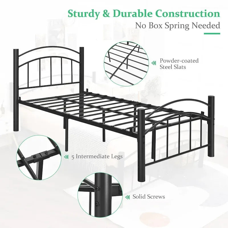 Cadre de lit en métal Costway pour lits simples, doubles et queen, avec matelas plateforme