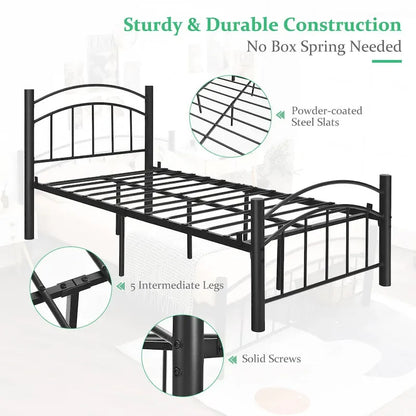 Cadre de lit en métal Costway pour lits simples, doubles et queen, avec matelas plateforme