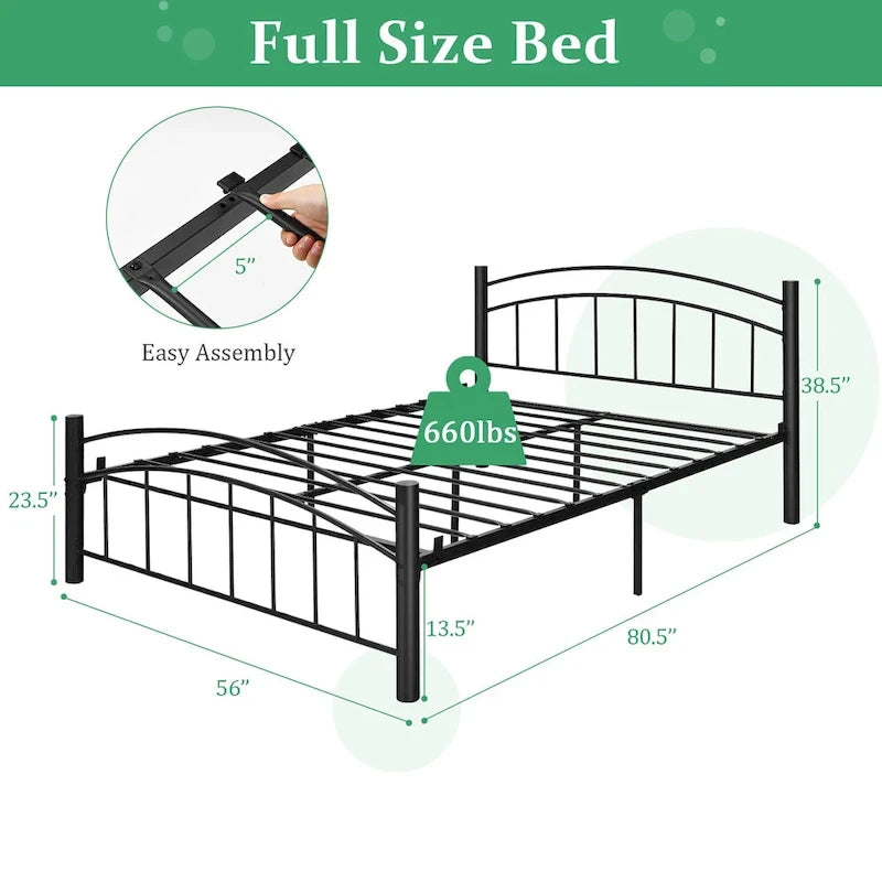 Cadre de lit en métal Costway pour lits simples, doubles et queen, avec matelas plateforme