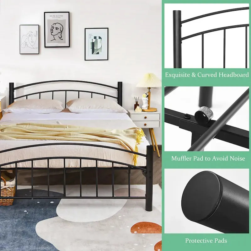 Cadre de lit en métal Costway pour lits simples, doubles et queen, avec matelas plateforme
