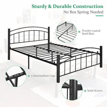 Cadre de lit en métal Costway pour lits simples, doubles et queen, avec matelas plateforme