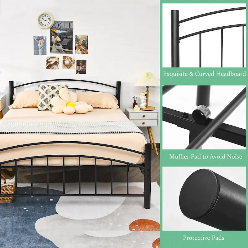 Cadre de lit en métal Costway pour lits simples, doubles et queen, avec matelas plateforme