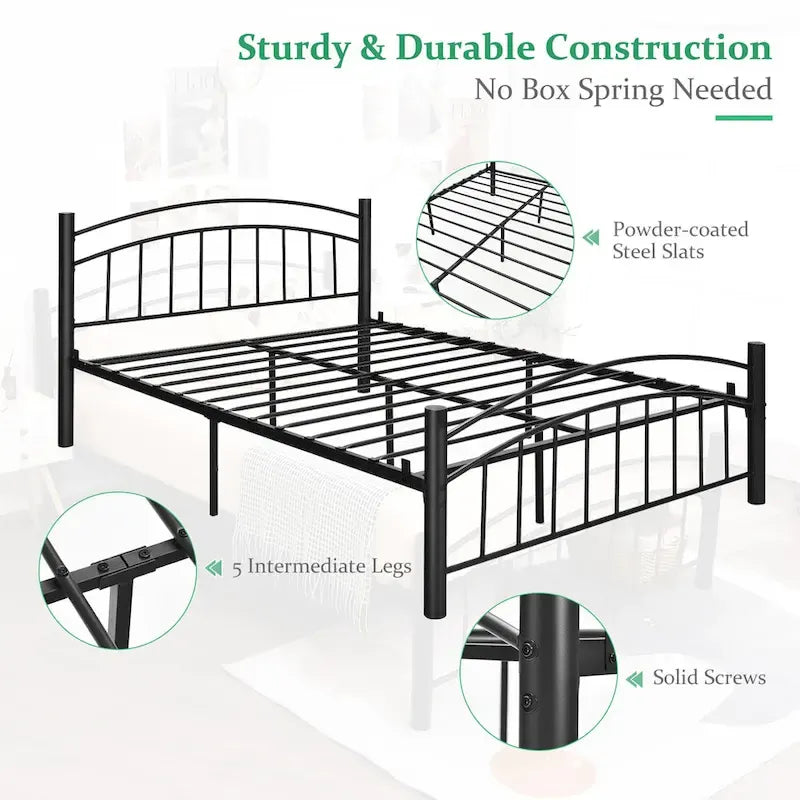 Cadre de lit en métal Costway pour lits simples, doubles et queen, avec matelas plateforme