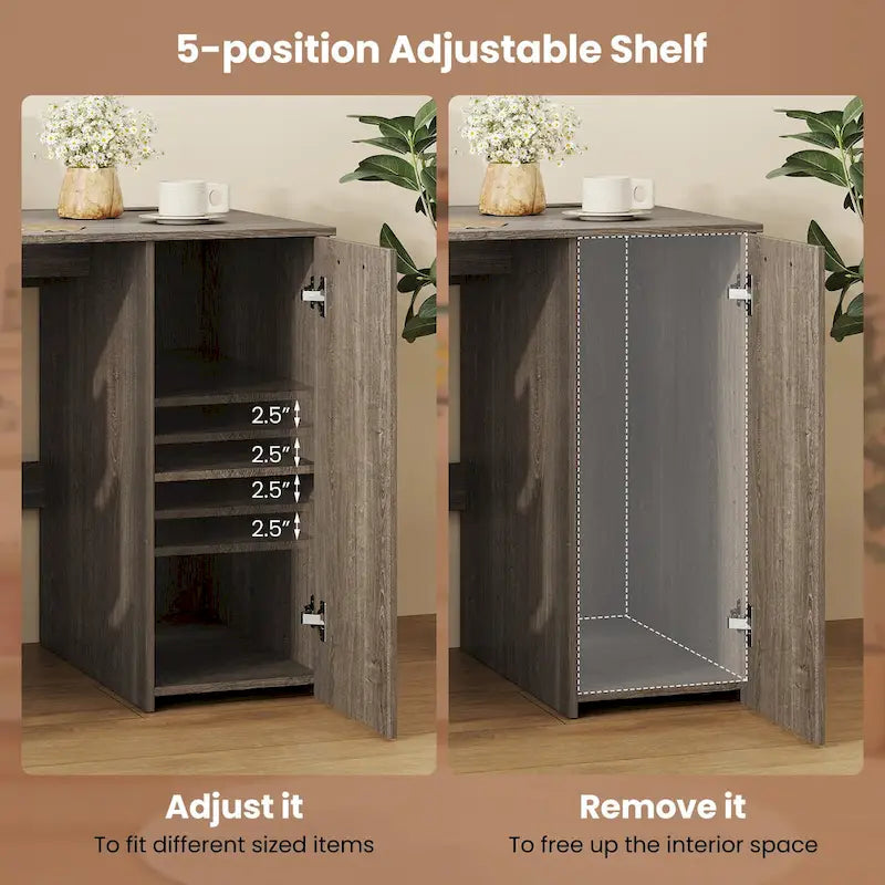 Bureau de 53 pouces pour la maison avec ports USB, prises de courant et tiroirs de rangement