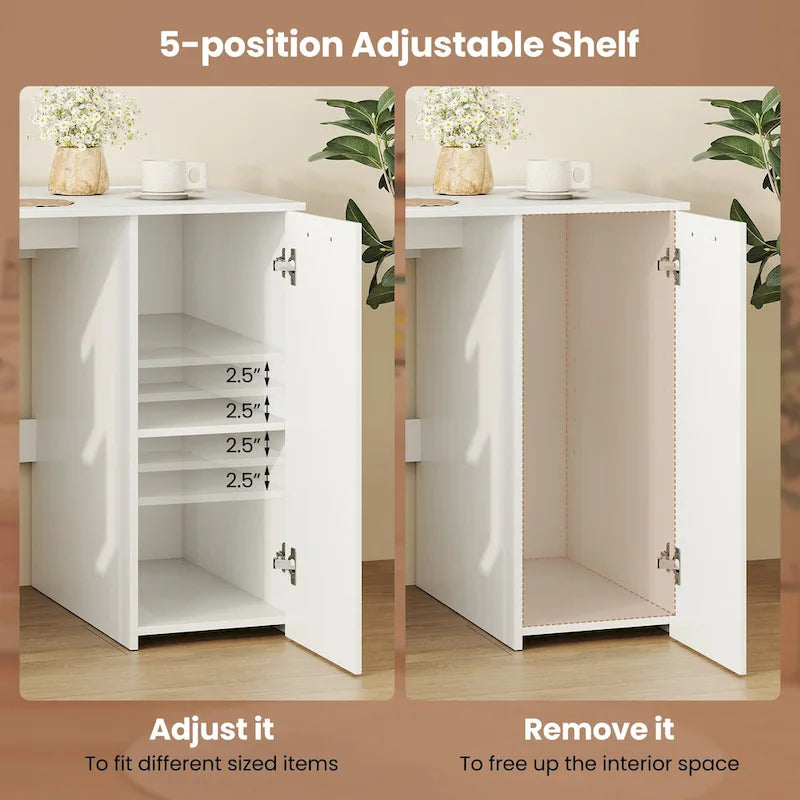 Bureau de 53 pouces pour la maison avec ports USB, prises de courant et tiroirs de rangement
