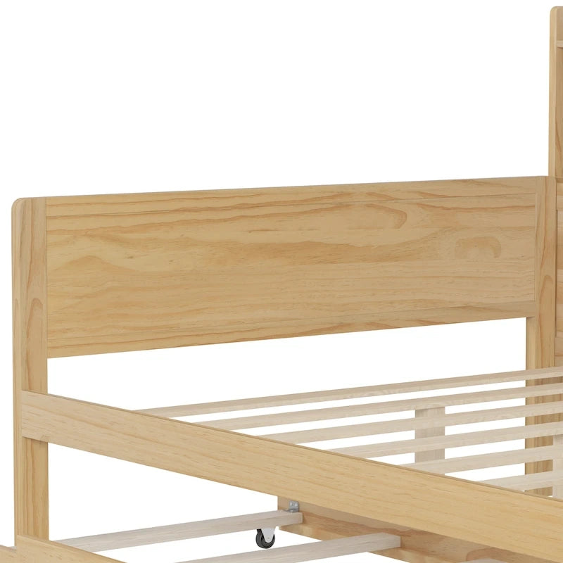 Lit capitaine tout-en-un en bois avec bibliothèque intégrée en forme de U, lit gigogne et bureau latéral pour chambre à coucher
