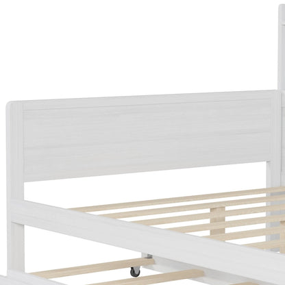 Lit capitaine tout-en-un en bois avec bibliothèque intégrée en forme de U, lit gigogne et bureau latéral pour chambre à coucher