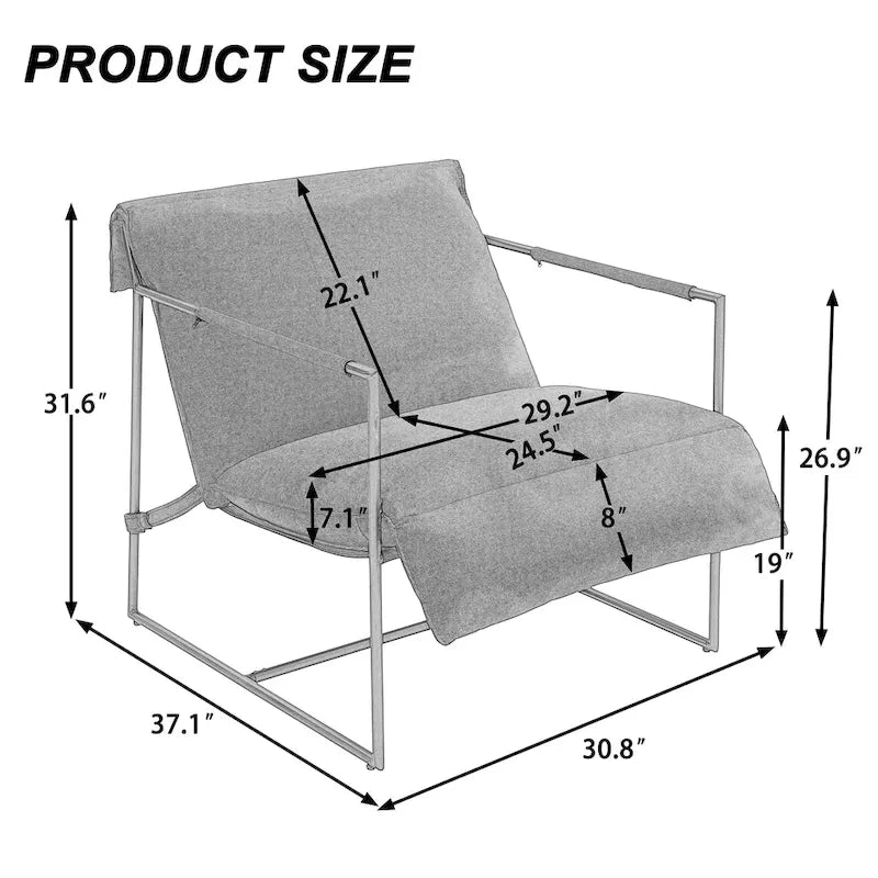 Ensemble de 2 fauteuils d'appoint en tissu avec structure en métal et dossier suspendu.