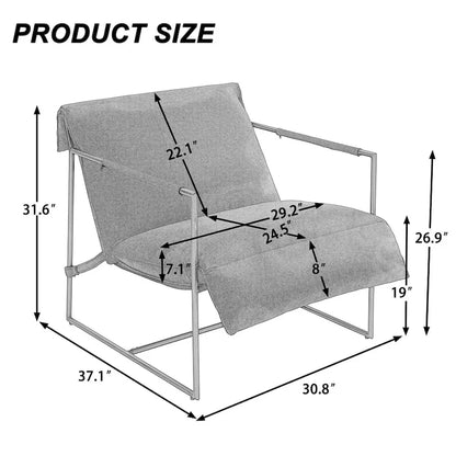 Ensemble de 2 fauteuils d'appoint en tissu avec structure en métal et dossier suspendu.