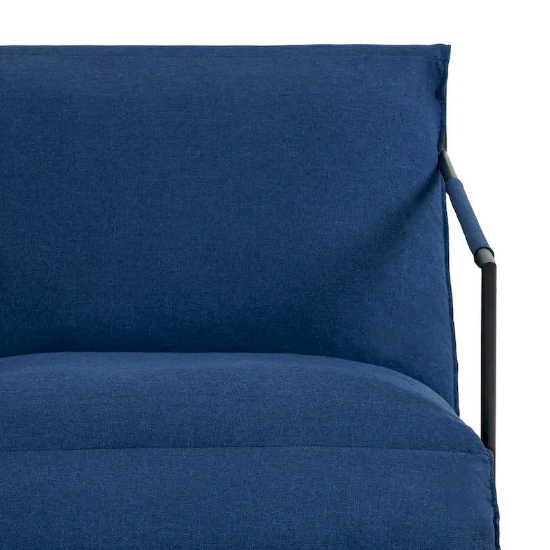 Ensemble de 2 fauteuils d'appoint en tissu avec structure en métal et dossier suspendu.