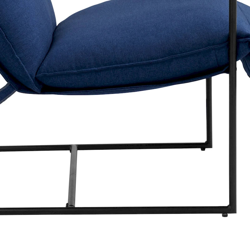 Ensemble de 2 fauteuils d'appoint en tissu avec structure en métal et dossier suspendu.