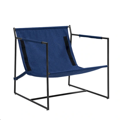 Ensemble de 2 fauteuils d'appoint en tissu avec structure en métal et dossier suspendu.