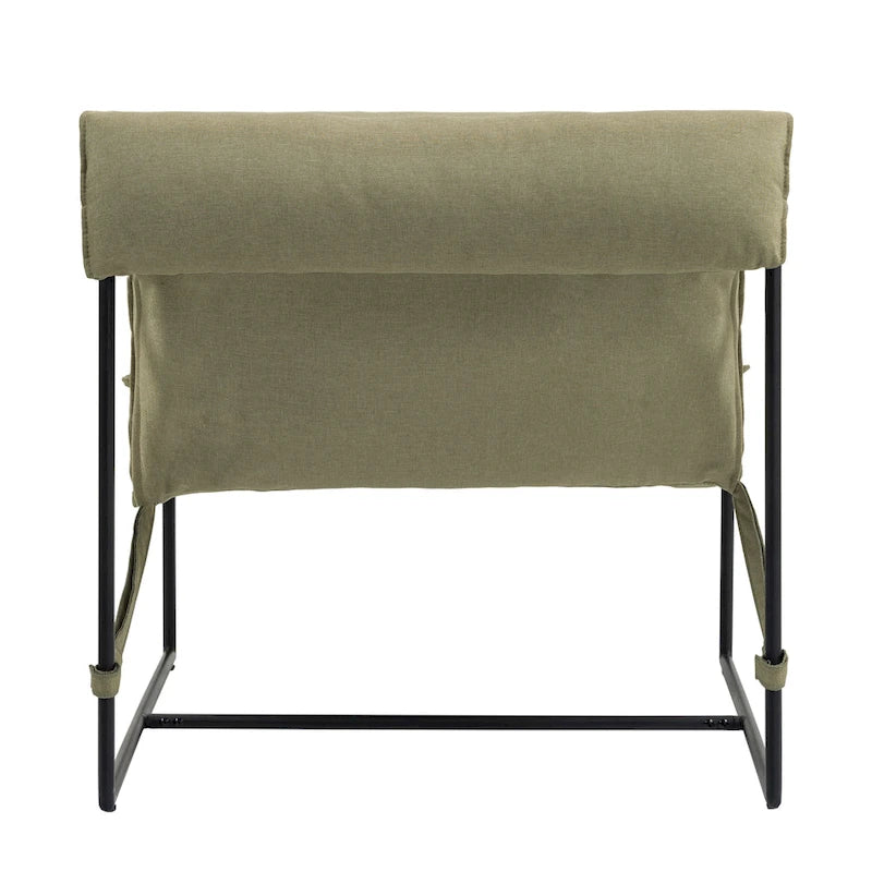 Ensemble de 2 fauteuils d'appoint en tissu avec structure en métal et dossier suspendu.