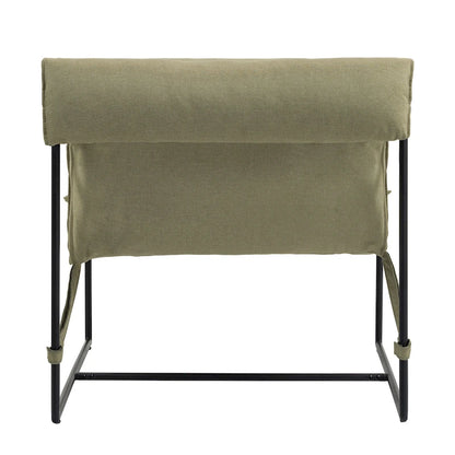 Ensemble de 2 fauteuils d'appoint en tissu avec structure en métal et dossier suspendu.