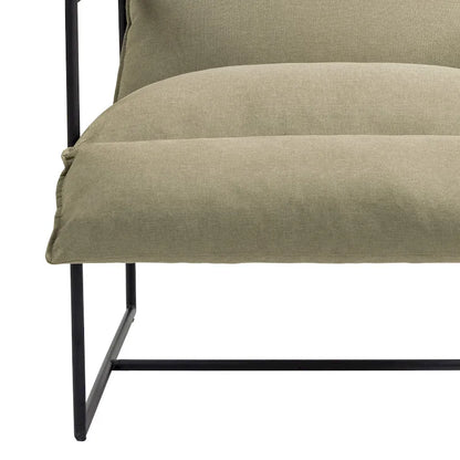 Ensemble de 2 fauteuils d'appoint en tissu avec structure en métal et dossier suspendu.