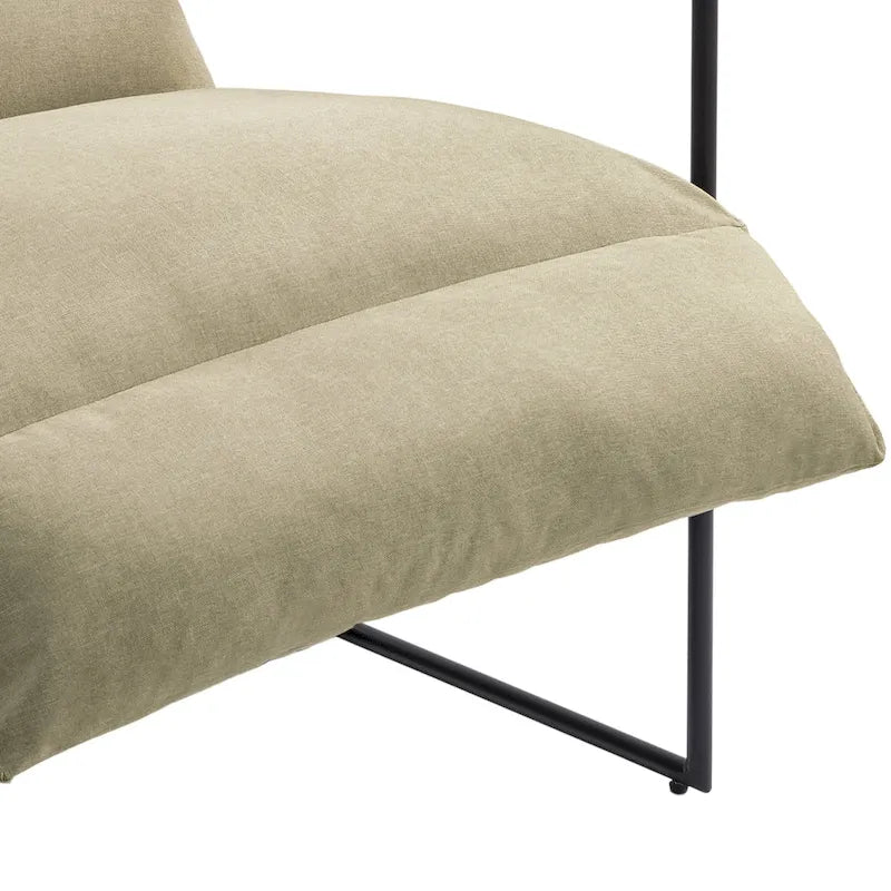 Ensemble de 2 fauteuils d'appoint en tissu avec structure en métal et dossier suspendu.