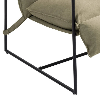 Ensemble de 2 fauteuils d'appoint en tissu avec structure en métal et dossier suspendu.