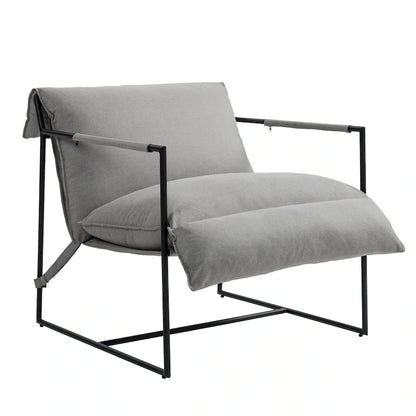 Ensemble de 2 fauteuils d'appoint en tissu avec structure en métal et dossier suspendu.