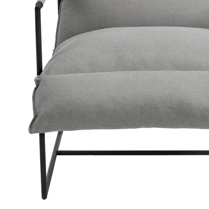 Ensemble de 2 fauteuils d'appoint en tissu avec structure en métal et dossier suspendu.