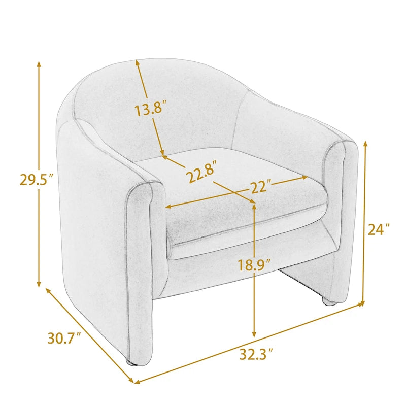 Ensemble de 2 fauteuils d'appoint modernes rembourrés de 32,3 pouces de large