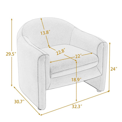 Ensemble de 2 fauteuils d'appoint modernes rembourrés de 32,3 pouces de large