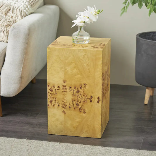 Table d'appoint carrée en bois avec motifs de grain de bois - Brun - Roche River Decor