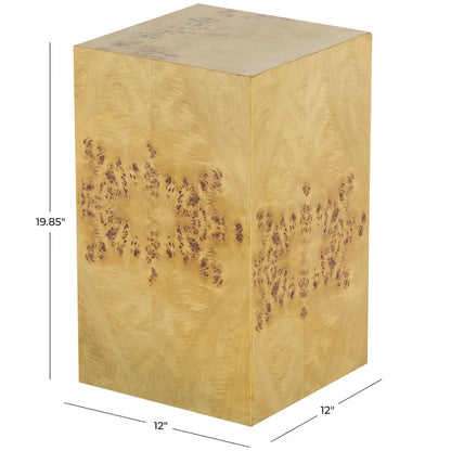 Table d'appoint carrée en bois avec motifs de grain de bois - Brun - Roche River Decor