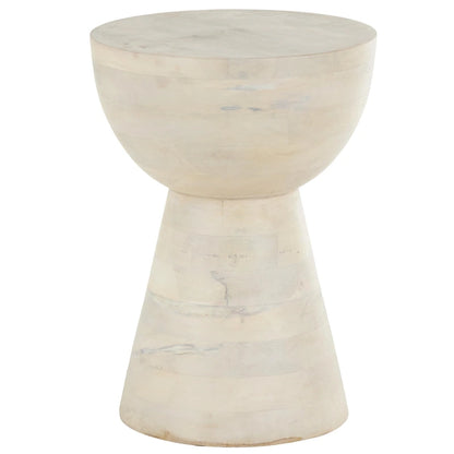 Mango Wood Side End Accent Table - Cream - Roche River Decor