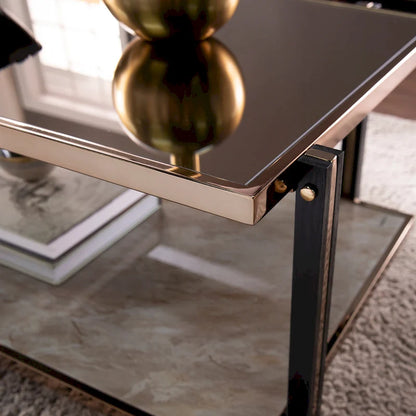 Table basse SEI Furniture Thornberry Champagne en métal avec miroir fumé