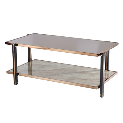 Table basse SEI Furniture Thornberry Champagne en métal avec miroir fumé