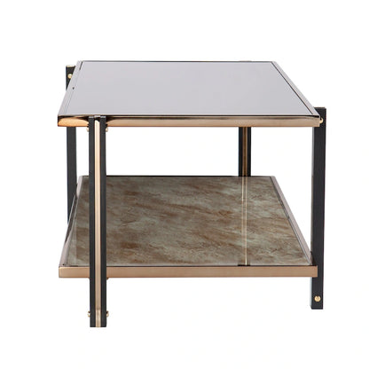 Table basse SEI Furniture Thornberry Champagne en métal avec miroir fumé