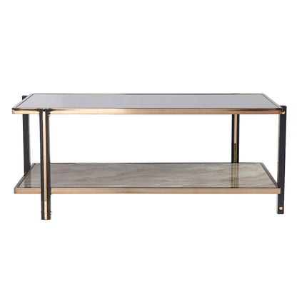 Table basse SEI Furniture Thornberry Champagne en métal avec miroir fumé