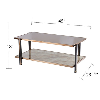 Table basse SEI Furniture Thornberry Champagne en métal avec miroir fumé
