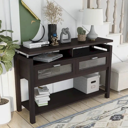 Table d'appoint Posa Modern Espresso 47 pouces à 2 étagères par Furniture of America