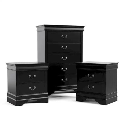 Ensemble de table de chevet et commode 3 pièces en bois massif Devi de Furniture of America