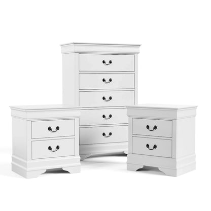 Ensemble de table de chevet et commode 3 pièces en bois massif Devi de Furniture of America