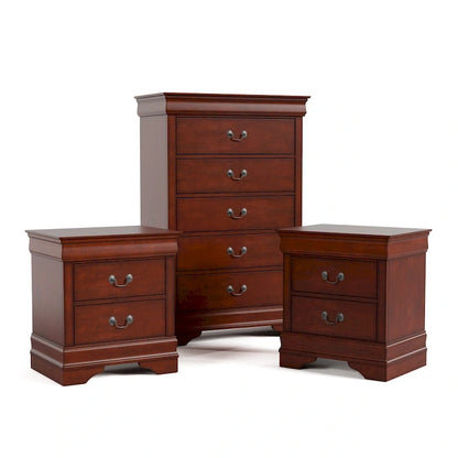 Ensemble de table de chevet et commode 3 pièces en bois massif Devi de Furniture of America