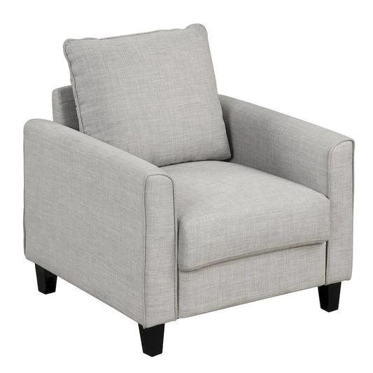 Fauteuil Rowan contemporain à accoudoirs évasés et pieds fuselés en bois massif, canapé une place recouvert de tissu, par Furniture of America