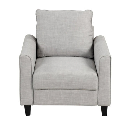 Fauteuil Rowan contemporain à accoudoirs évasés et pieds fuselés en bois massif, canapé une place recouvert de tissu, par Furniture of America