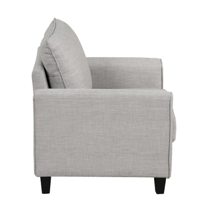 Fauteuil Rowan contemporain à accoudoirs évasés et pieds fuselés en bois massif, canapé une place recouvert de tissu, par Furniture of America